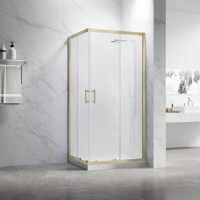 Душевой угол раздвижной RV27G-11080-01-C8 1100x800x1900 Цвет профиля Золото брашинг Стекло Прозрачное Veconi