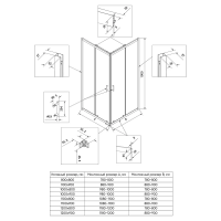 Душевой угол раздвижной RV27B-11090-05-C8 1100x900x1900 Цвет профиля Чёрный Стекло Тонированное Veconi