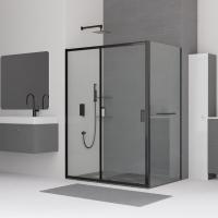 Душевой уголок RGW CL-48-1B (CL-14B+Z-060-1B) прямоугольный  120* 80*185 320948128-014 профиль Чёрный стекло Прозрачное 5 мм RGW