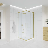 Душевой угол раздвижной E3-G-11090-01-C9 1100х900x1950 Цвет профиля Золото брашинг Стекло  Прозрачное Veconi