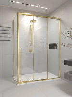 Душевой угол раздвижной 1200х1000x2000 цвет профиля Золото брашинг стекло прозрачное PR3/R-SP-120100-01-G-C4 Premium Veconi