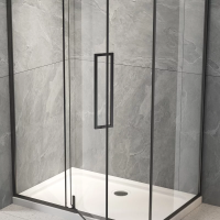 Душевой угол раздвижной прямоугольный RV033B-9080-01-C7 900х800х1950 Цвет профиля Чёрный матовый Стекло Прозрачное Veconi